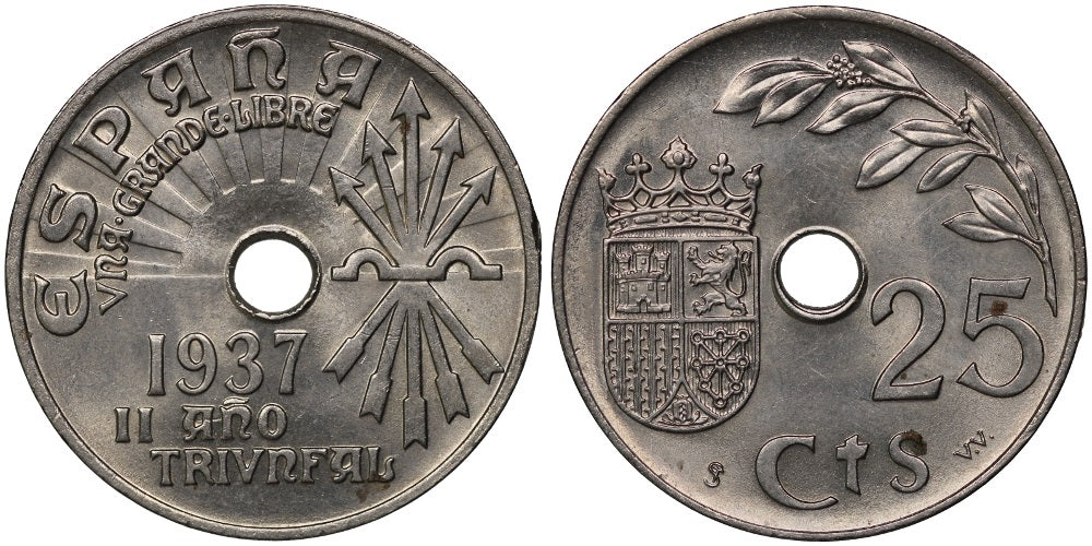 ESTADO ESPAÑOL 25 CENTIMOS 1937 II AÑO TRIUNFAL