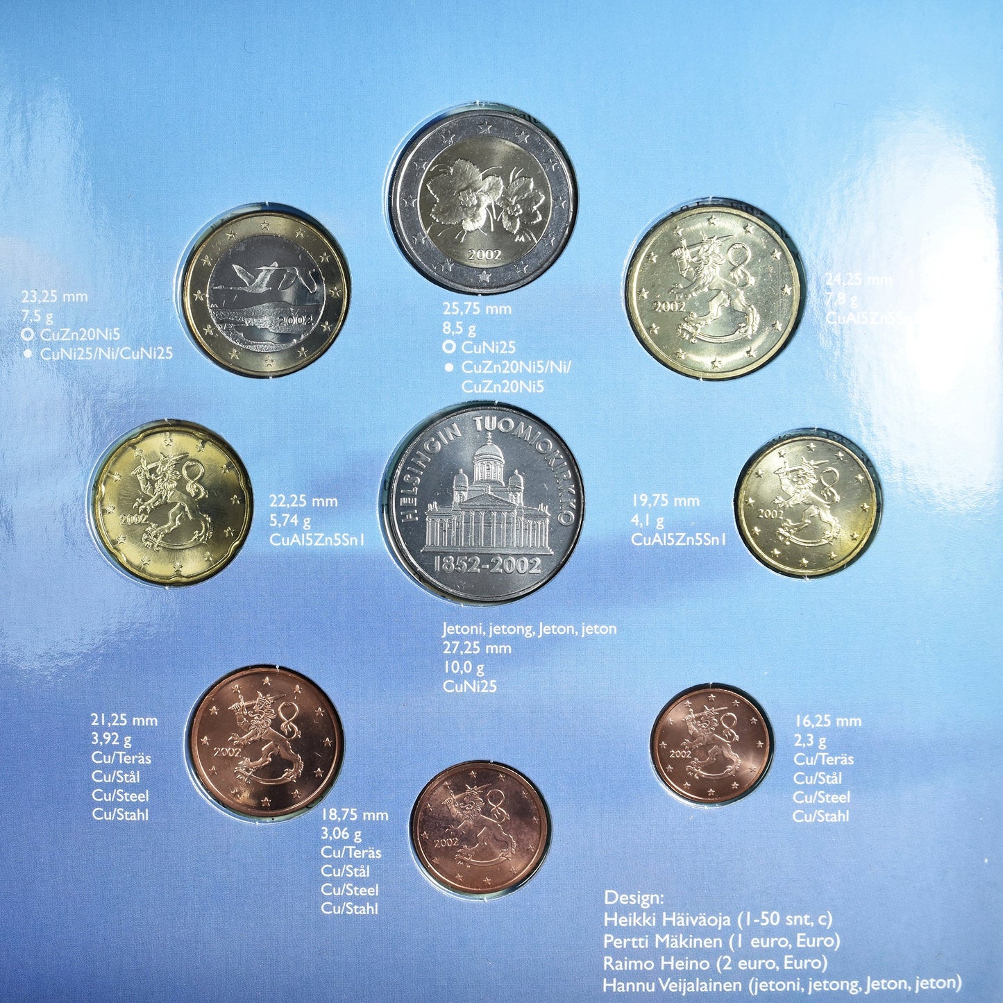 Finlandia,
1 céntimo por 2 euros,
Juego de euros - Casa de Helsinki