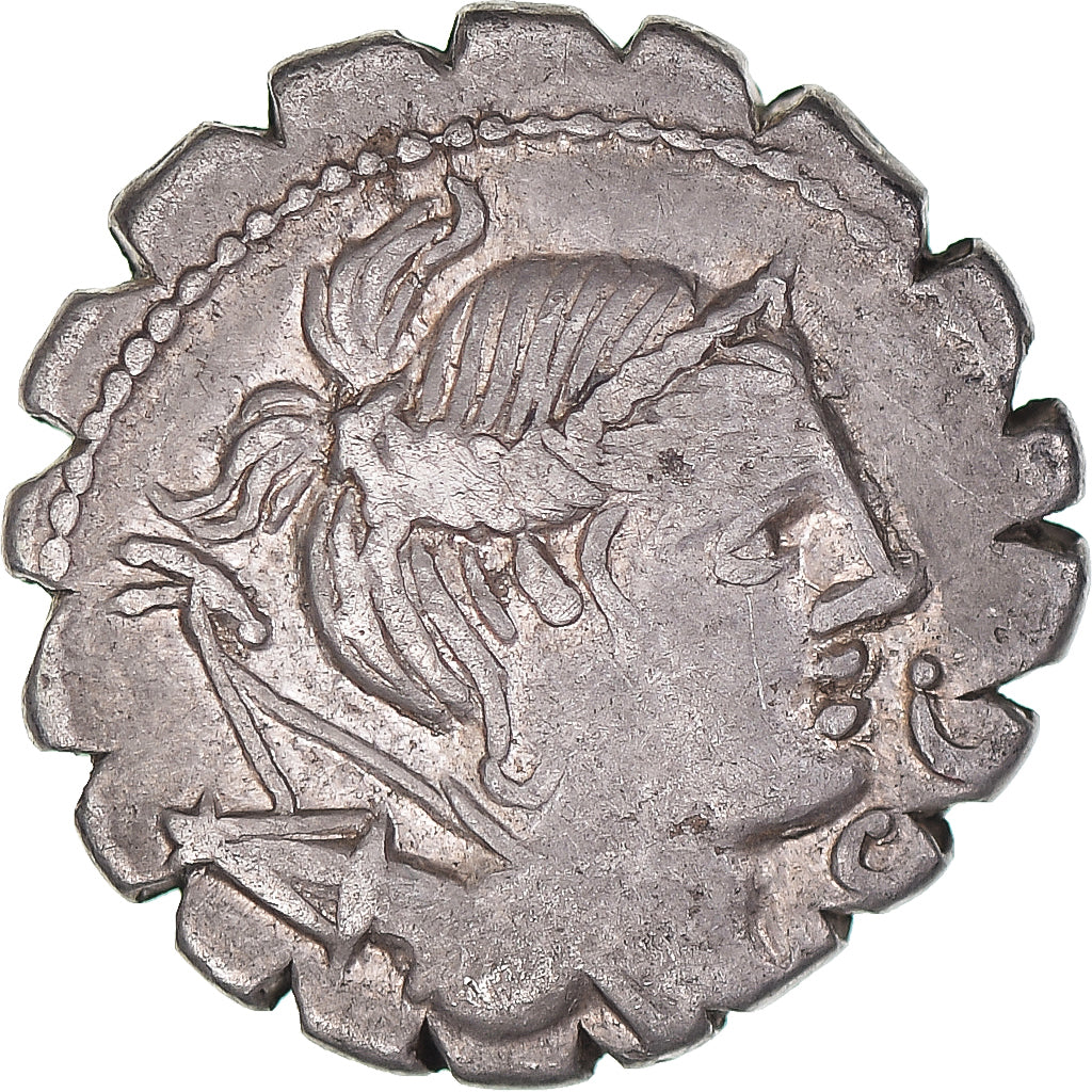 Acuñar,
Tí. Claudio Ti. F.Ap. N. Nerón,
Denario Serrato