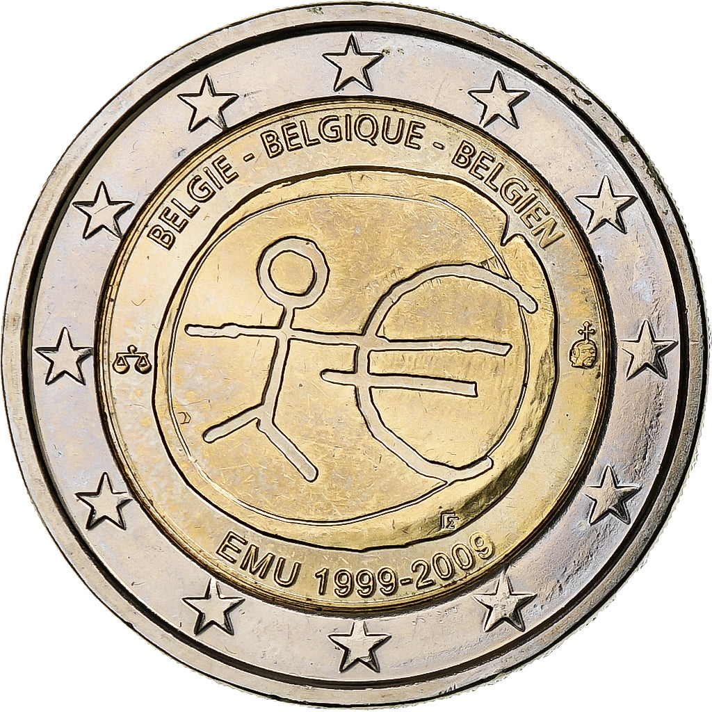 Bélgica,
2 euros,
10. Jahrestag de la UEM