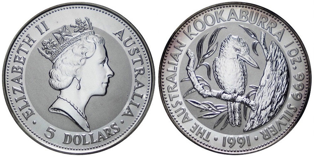 AUSTRALIA 5 DOLARES 1991 KOOKABURRA
