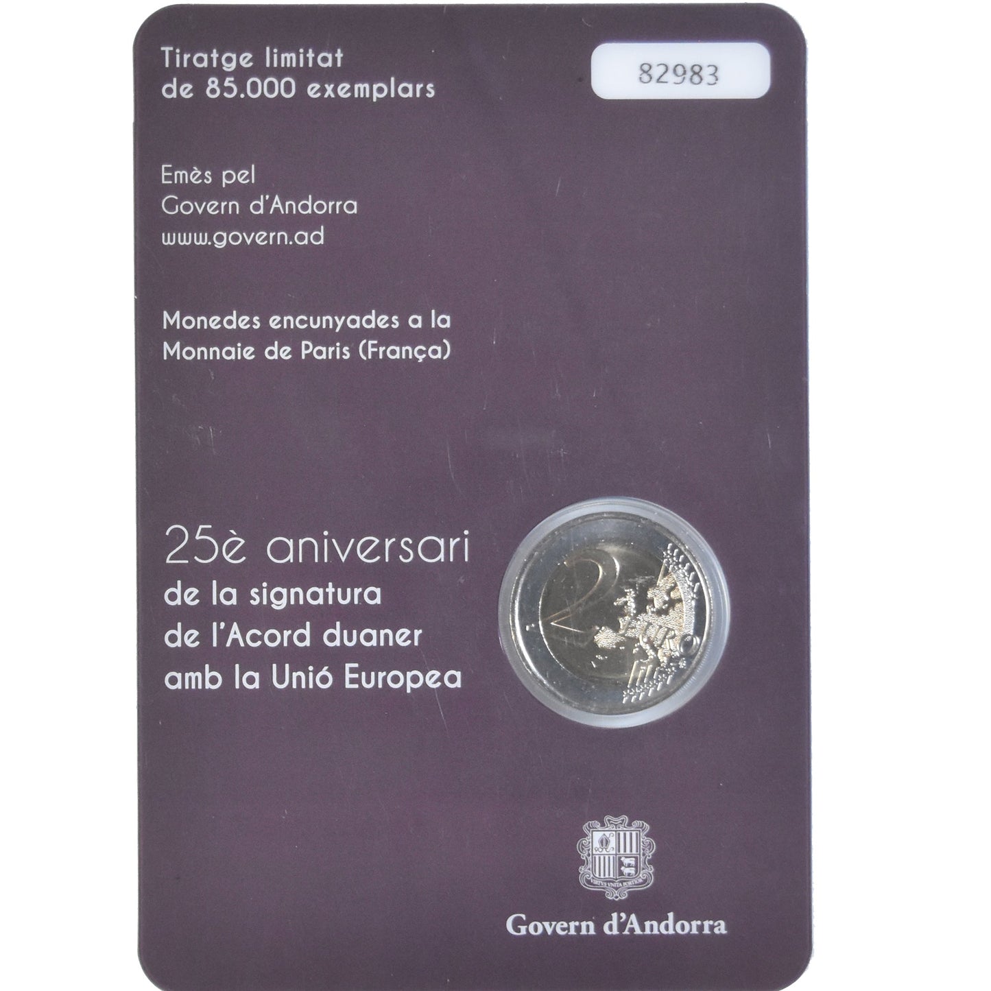 andorra,
2 euros,
Abkommen Aduaneros