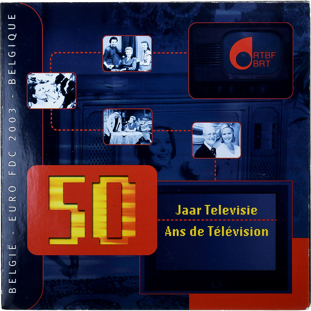 Bélgica,
Setze 1 ud. - 2 euros + Jeton,
50 años de televisión