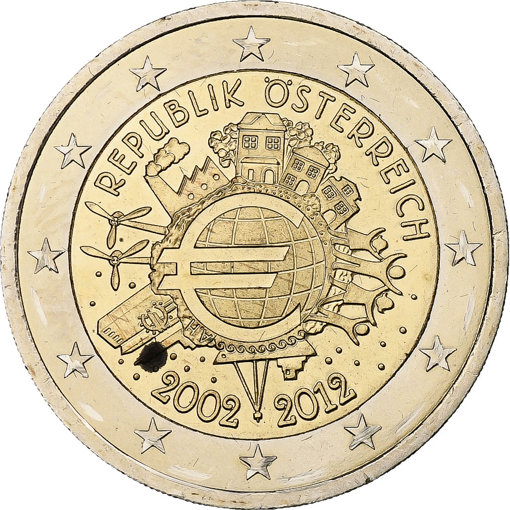 Austria,
2 euros,
Einführung en euros