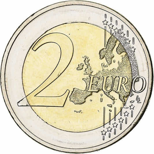 tierra del este,
2 euros,
10 años Euro-Bargeld