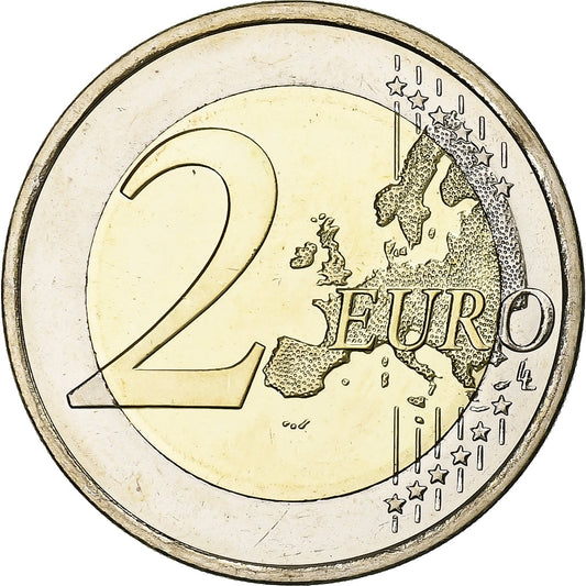 Finlandia,
2 euros,
10 años Euro-Bargeld