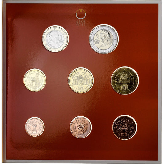 Austria,
Setze 1 ud. - 2 euros,
Serie FDC