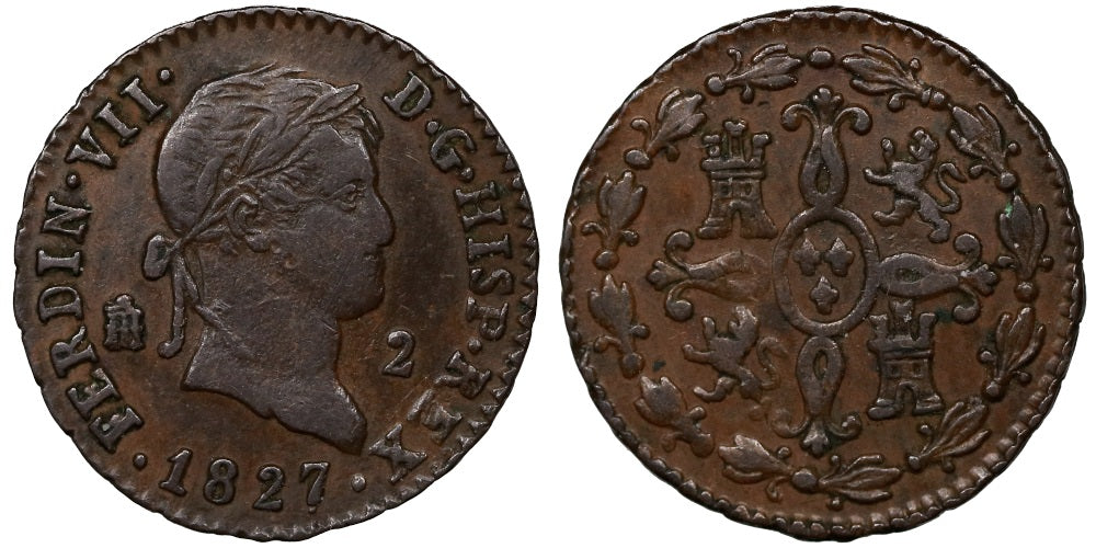 FERNANDO VII 2 MARAVEDIS 1827 SEGOVIA