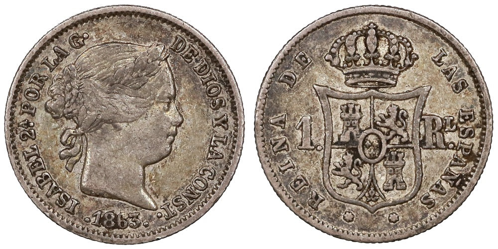 ISABEL II 1 REAL 1863 SEVILLA
