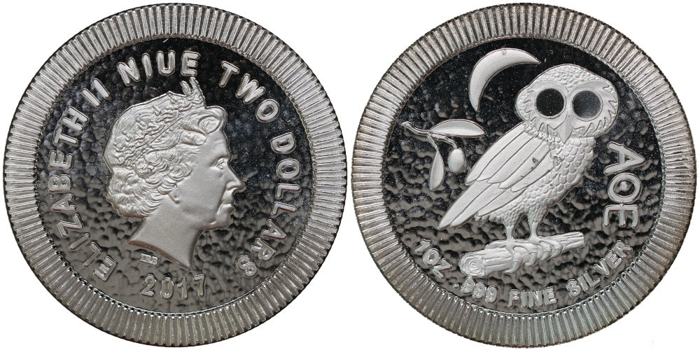 NIUE 2 DOLARES 2017 BUHO ATENIENSE