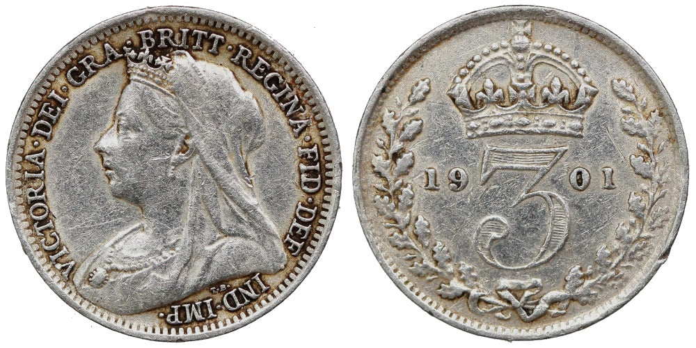 INGLATERRA 3 PENIQUES 1902 REINA VICTORIA