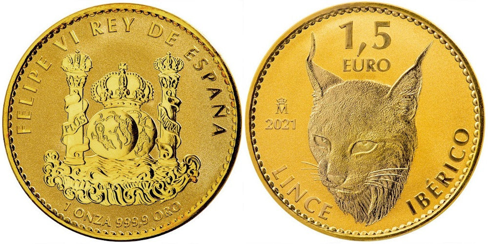 ESPAÑA 1,5 EUROS 2021 LINCE IBERICO (UNA ONZA DE ORO PURO)