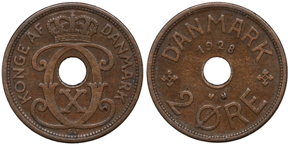 DINAMARCA 2 ORE 1928 CRISTIAN X