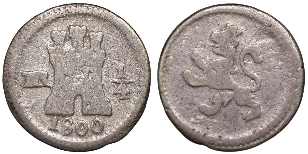 CARLOS IV 1/4 REAL 1800 NUEVO REINO