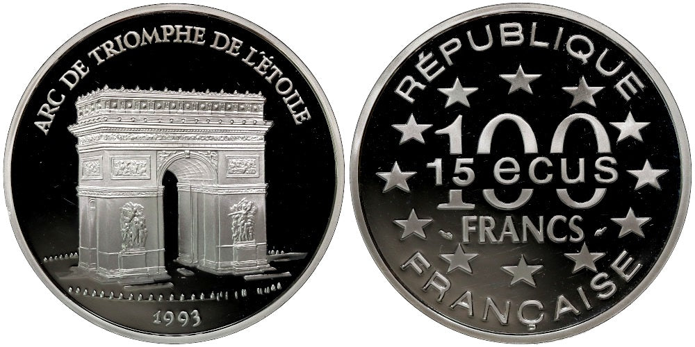 FRANCIA 100 FRANCOS-15 ECUS 1993 ARCO DEL TRIUNFO