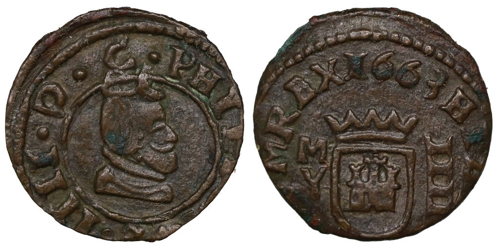 FELIPE IV 4 MARAVEDIS 1663 MADRID Y