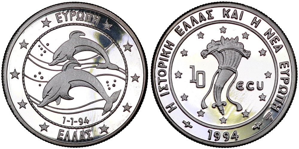 GRECIA 10 ECUS (PIEDFORT) 1994 DELFINES