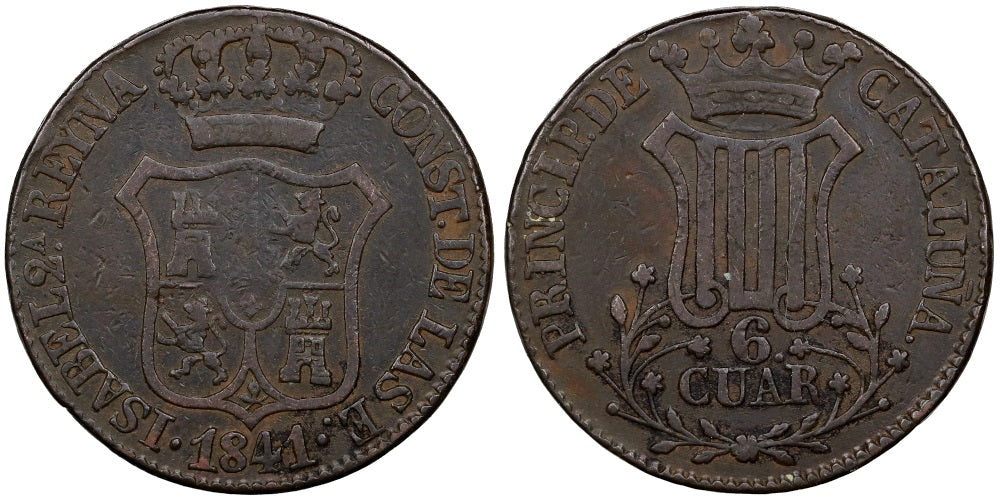 ISABEL II 6 CUARTOS 1841 CATALUÑA