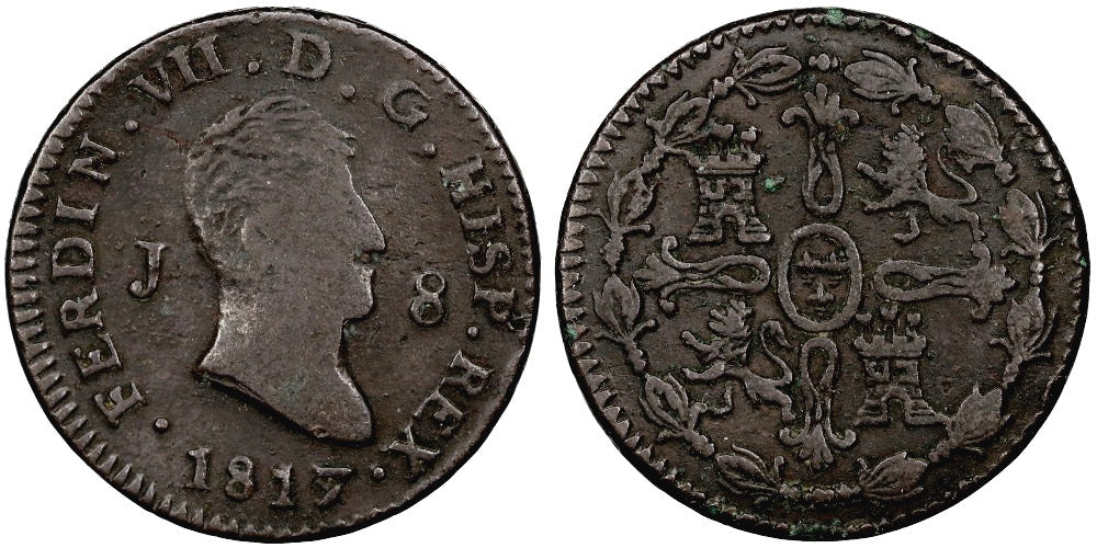FERNANDO VII 8 MARAVEDIS 1817 JUBIA