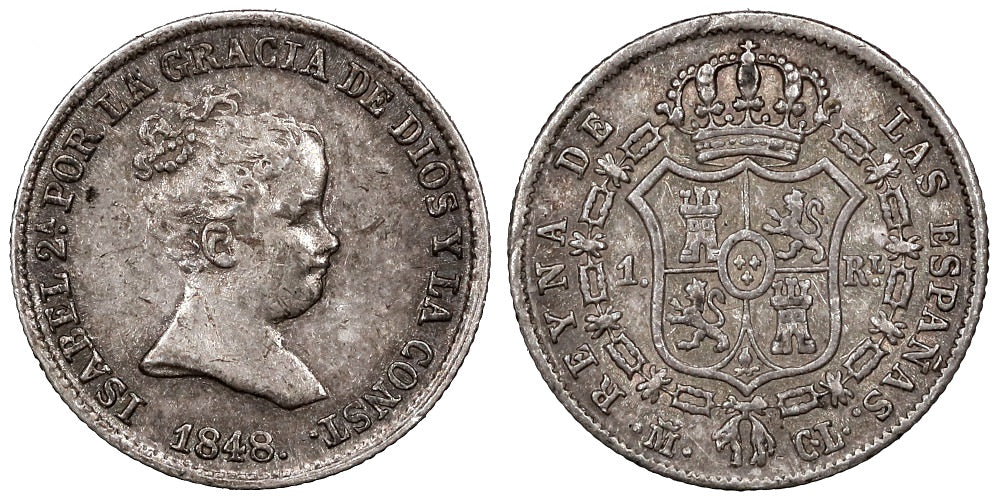 ISABEL II 1 REAL 1848 MADRID CL