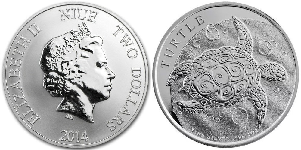 NIUE 2 DOLARES 2014 TORTUGA CAREY