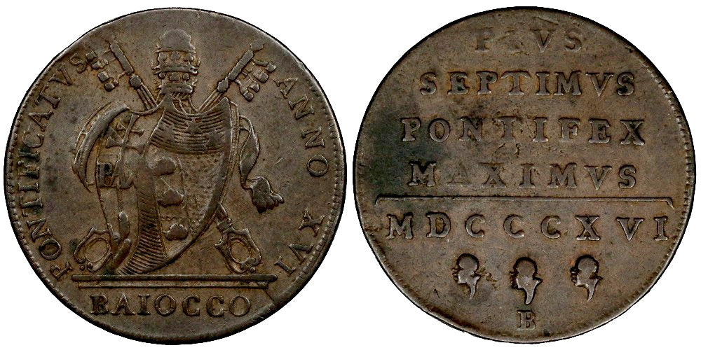 VATICANO 1 BAIOCCO 1816/A. XVI PAPA PIO VII
