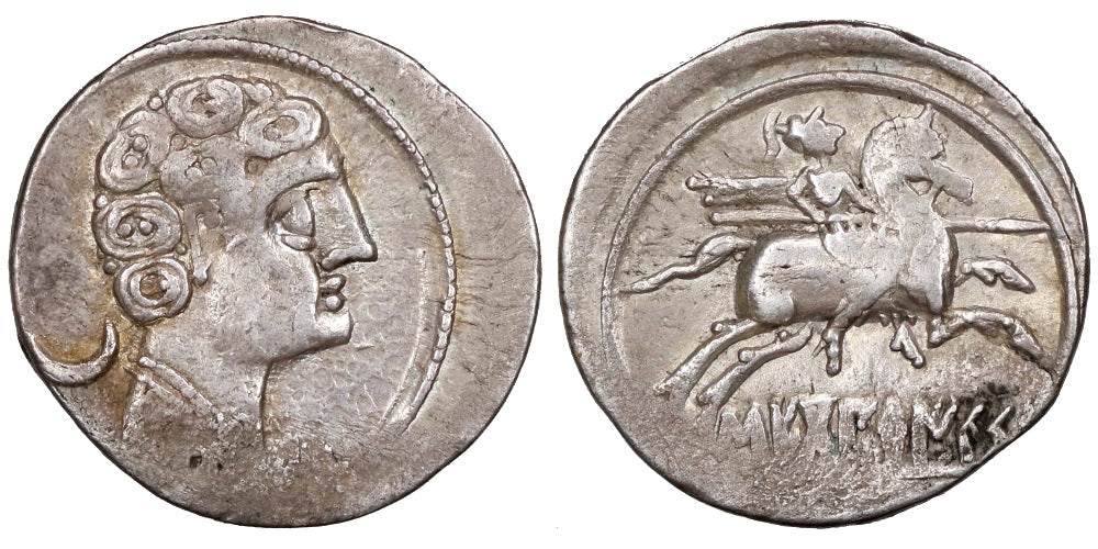 DENARIO DE SECOBIRICES (SAELICES-CUENCA) 120 al 30 a.C