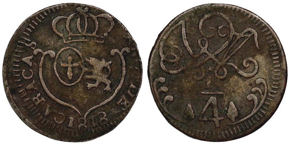 FERNANDO VII 1 CUARTO 1818 CARACAS