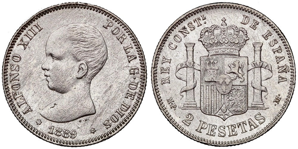ALFONSO XIII 2 PESETAS 1889