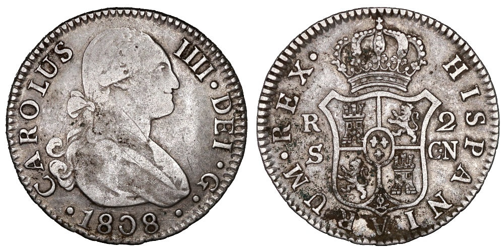 CARLOS IV 2 REALES 1808 SEVILLA CN