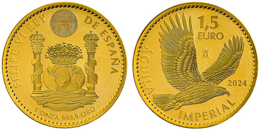 ESPAÑA 1,5 EUROS 2024 AGUILA IMPERIAL (UNA ONZA DE ORO PURO)