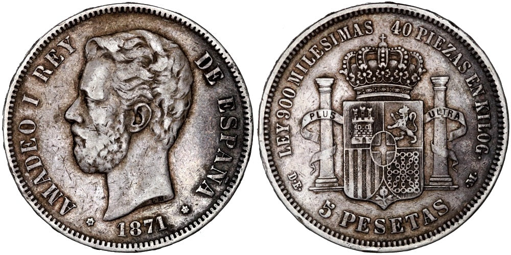 AMADEO I 5 PESETAS 1871*18-73