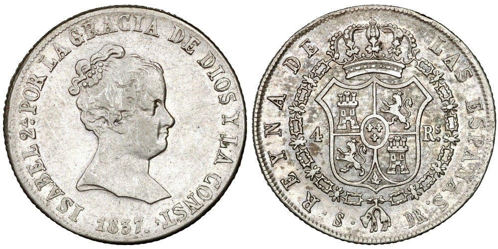 ISABEL II 4 REALES 1837 SEVILLA DR