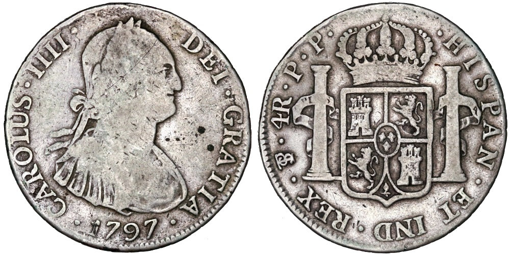 CARLOS IV 4 REALES 1797 POTOSI PP