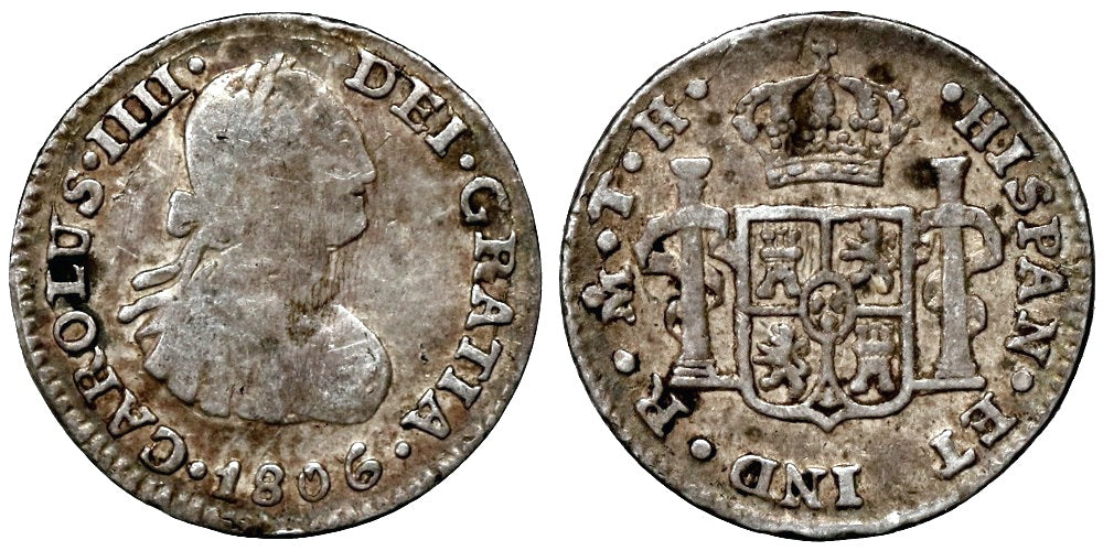 CARLOS IV 1/2 REAL 1806 MEXICO TH