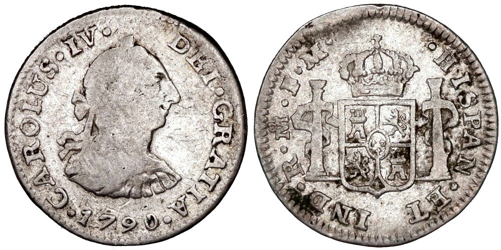 CARLOS IV 1/2 REAL 1790 MEXICO FM