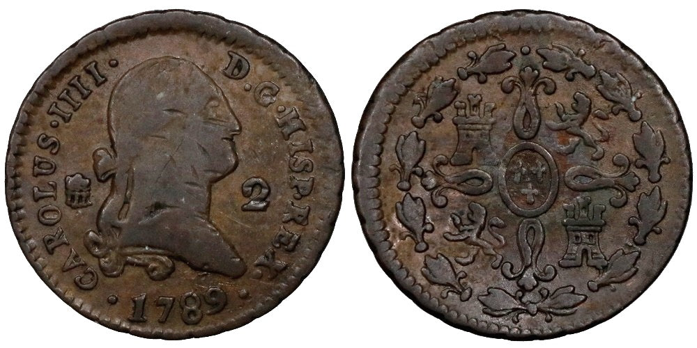 CARLOS IV 2 MARAVEDIS 1789 SEGOVIA