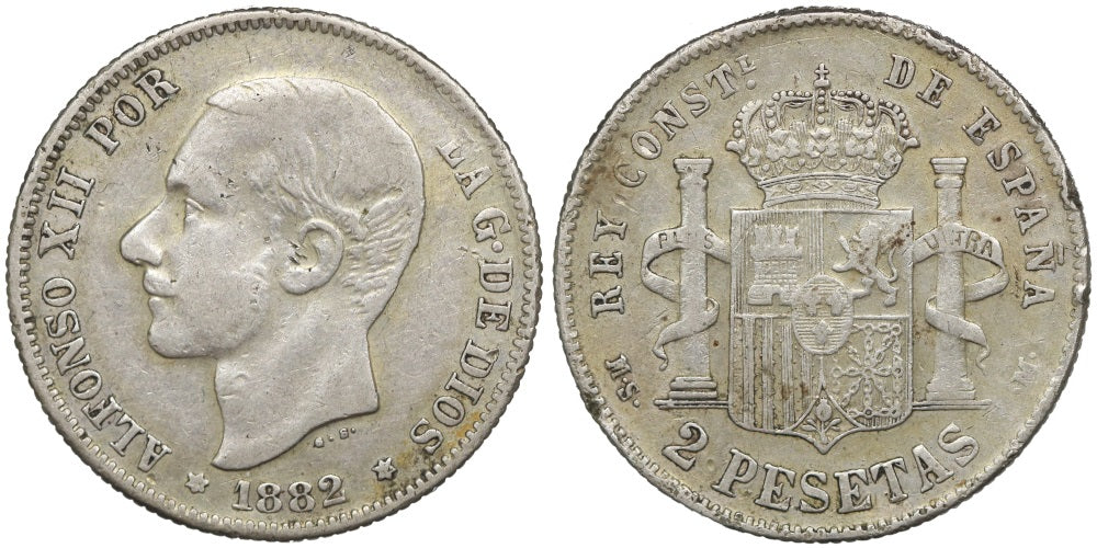 FALSA DE EPOCA 2 PESETAS 1882