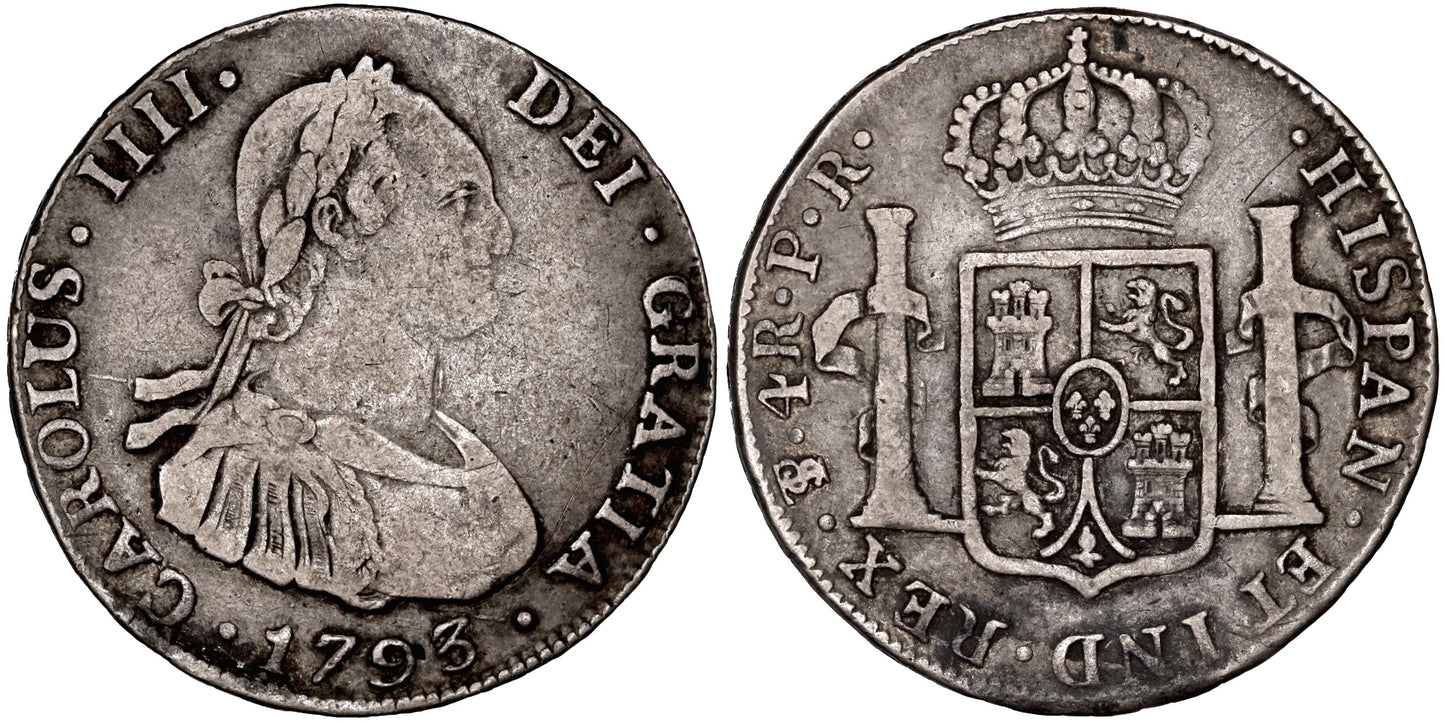 CARLOS IV 4 REALES 1793 POTOSI PR