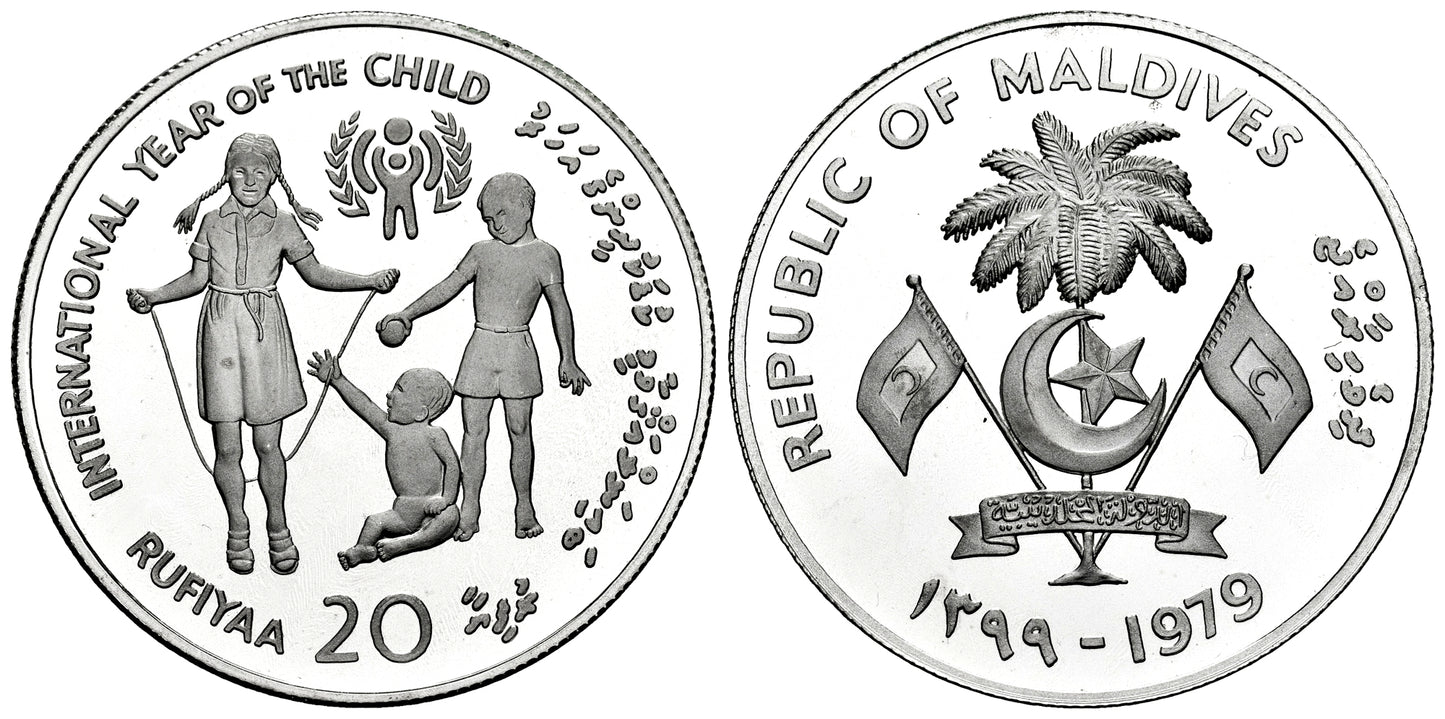 MALDIVAS 20 RUFIYAA 1979 AÑO INTERNACIONAL DEL NIÑO
