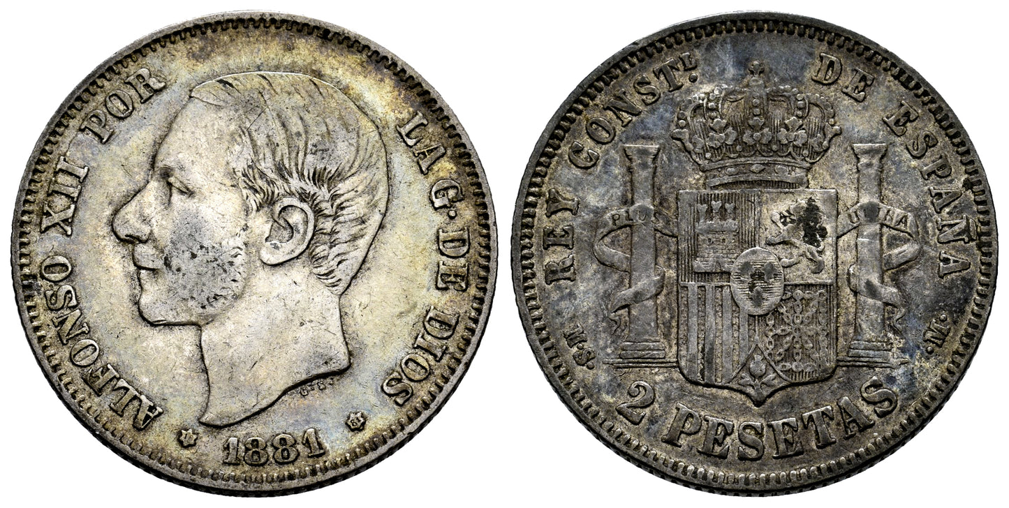 ALFONSO XII 2 PESETAS 1881