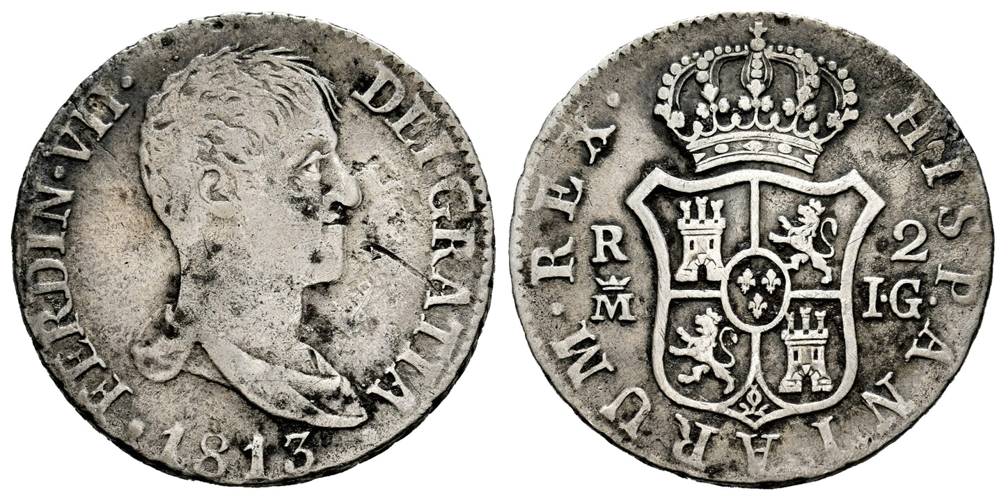FERNANDO VII 2 REALES 1813 MADRID IG