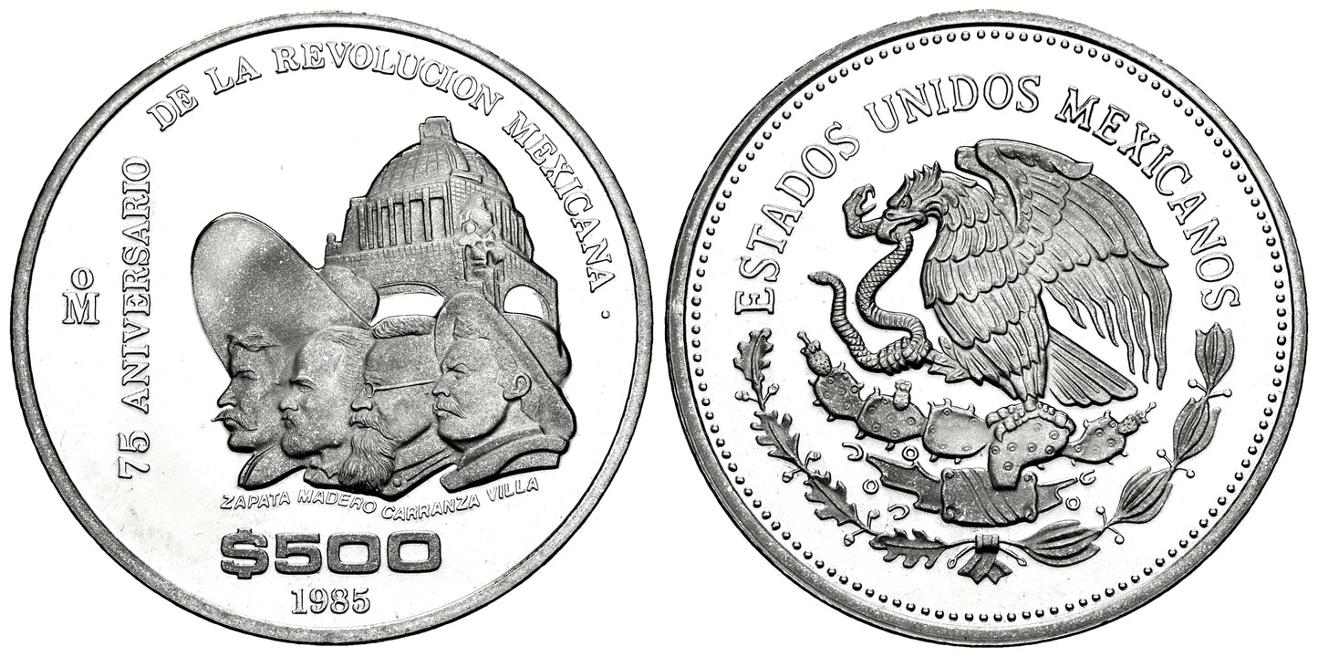 MEXICO 500 PESOS 1985 75 ANIVERSARIO DE LA REVOLUCION