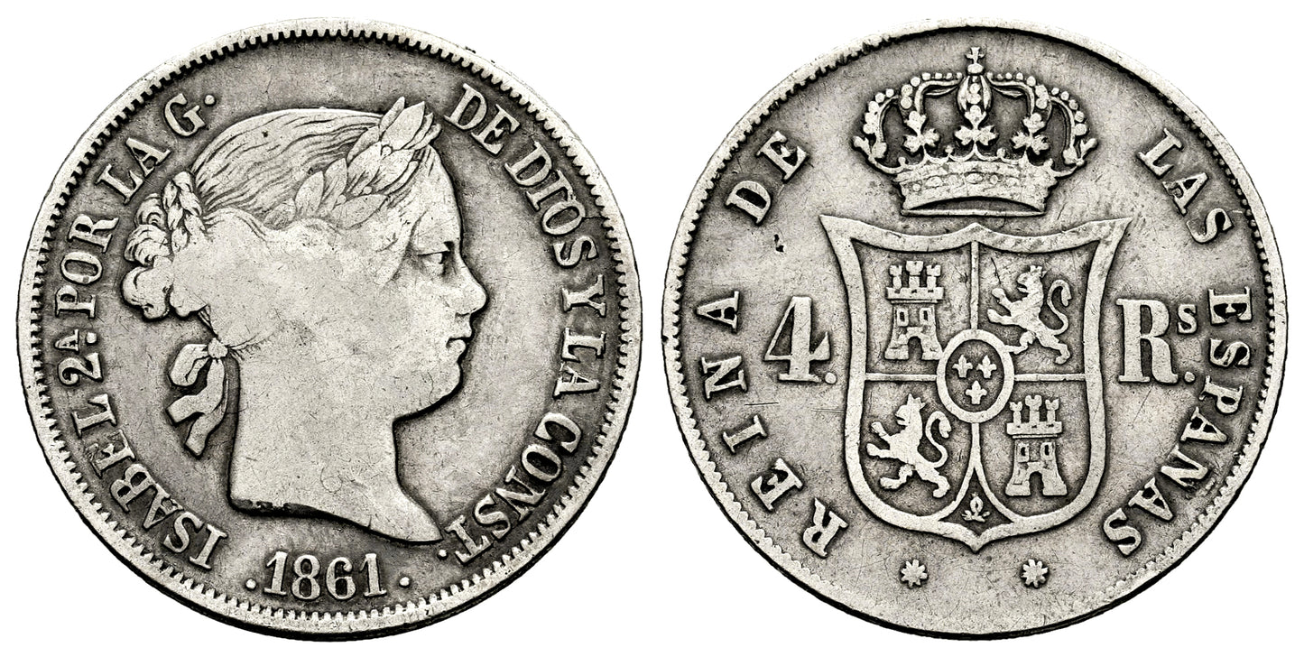 ISABEL II 4 REALES 1861 BARCELONA