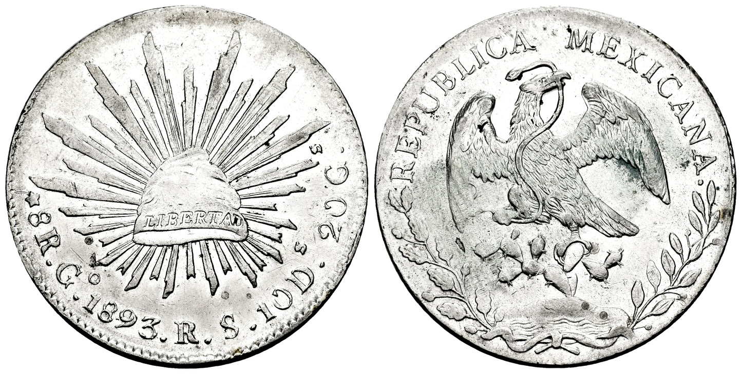 MEXICO 8 REALES 1893 GUANAJUATO RS