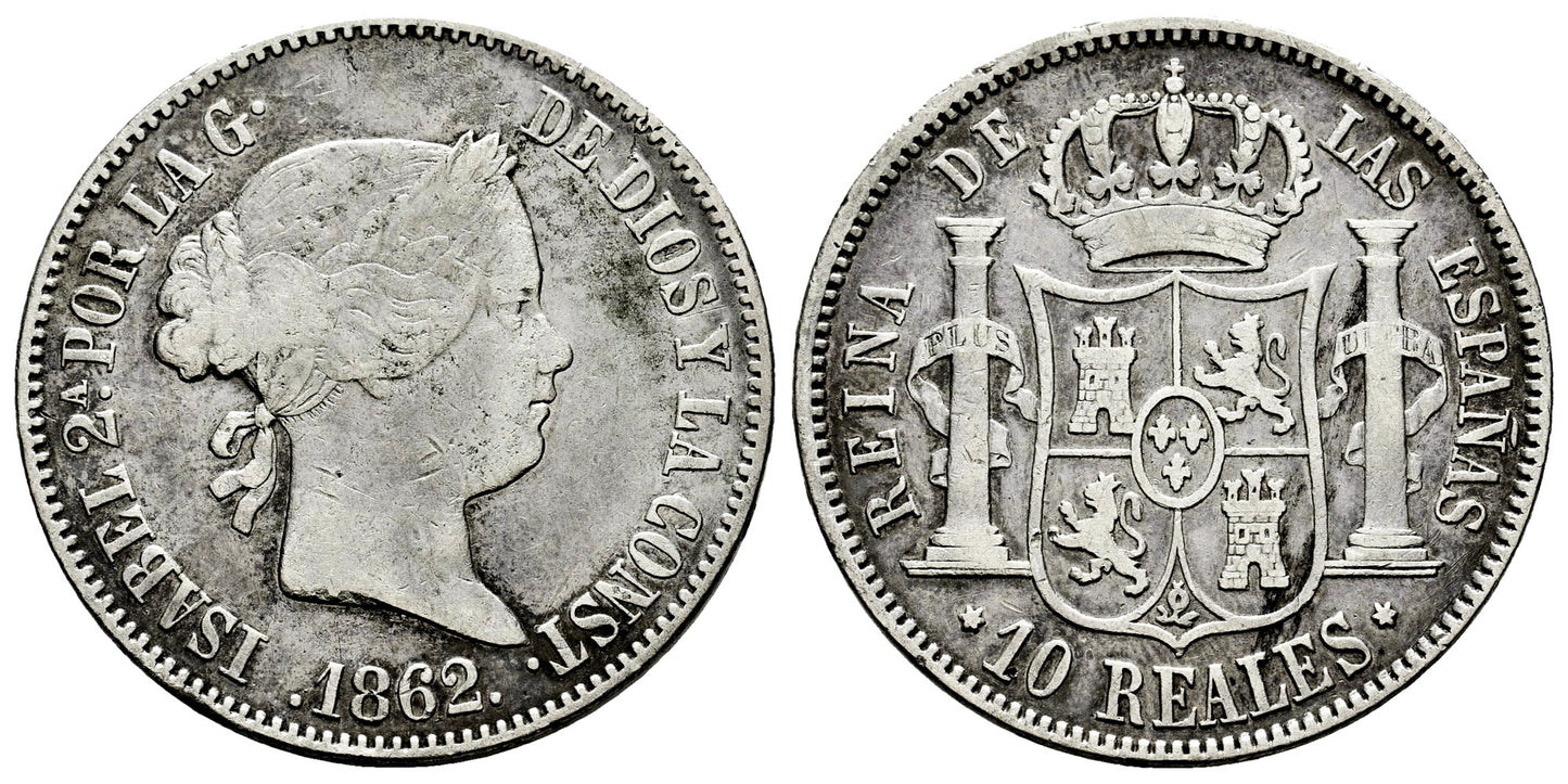 ISABEL II 10 REALES 1862 MADRID