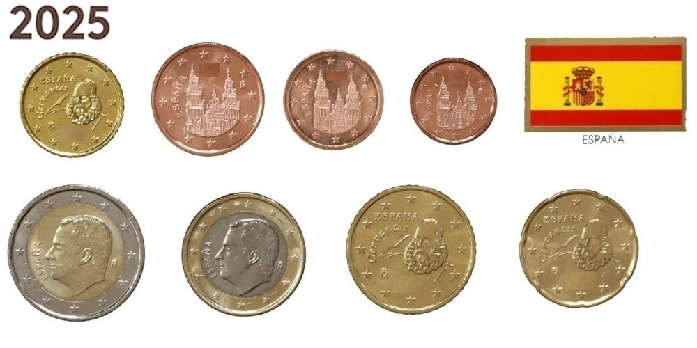ESPAÑA TIRA EUROS 2025 (LOS 8 VALORES DEL EURO)