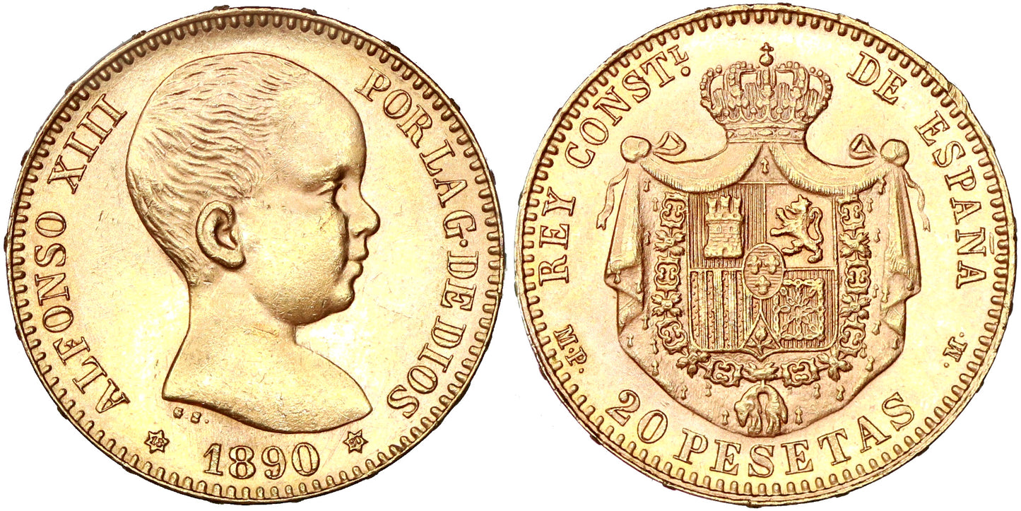 ALFONSO XIII 20 PESETAS 1890 MPM