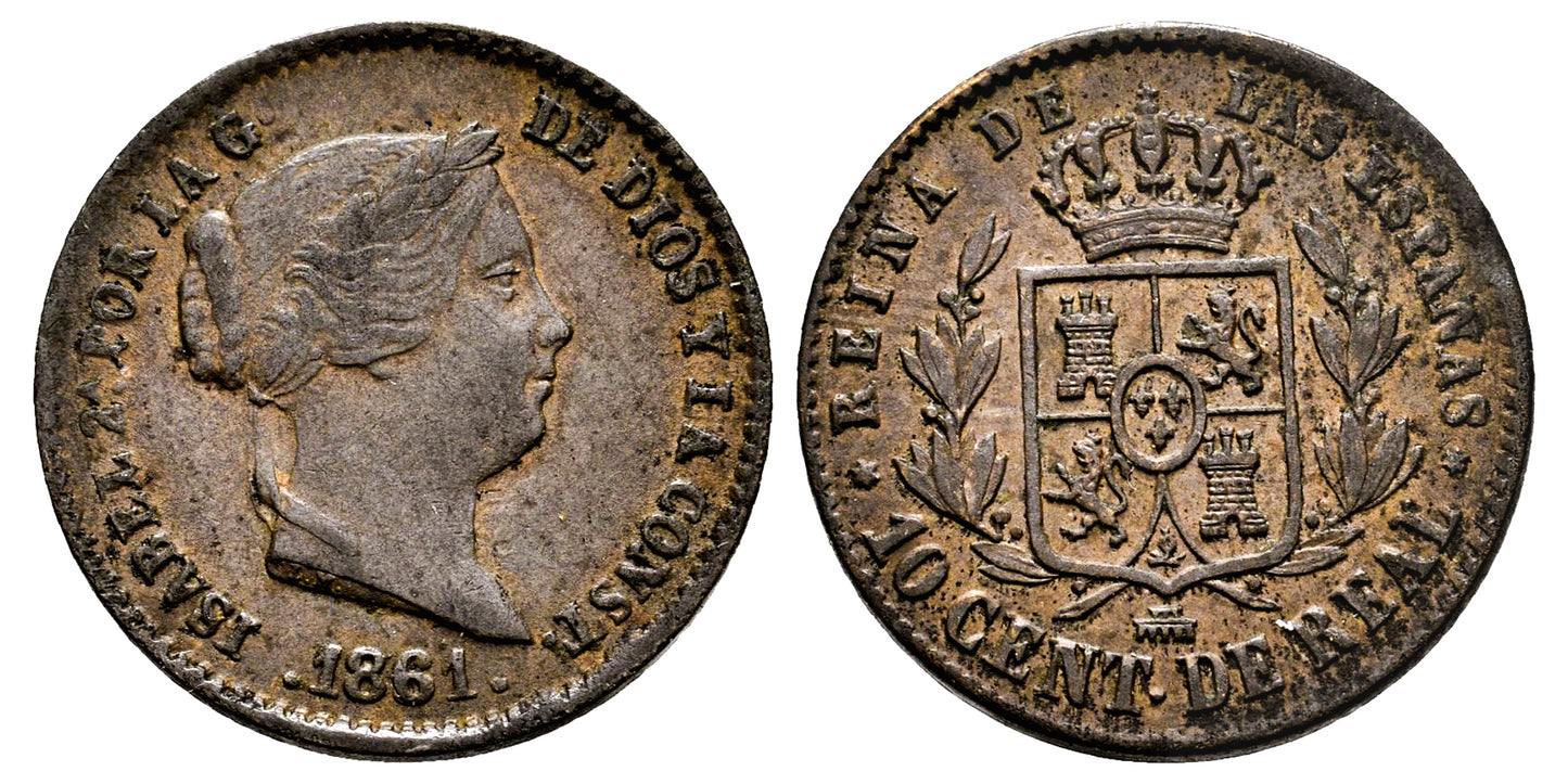 ISABEL II 10 CENTIMOS DE REAL 1861 SEGOVIA
