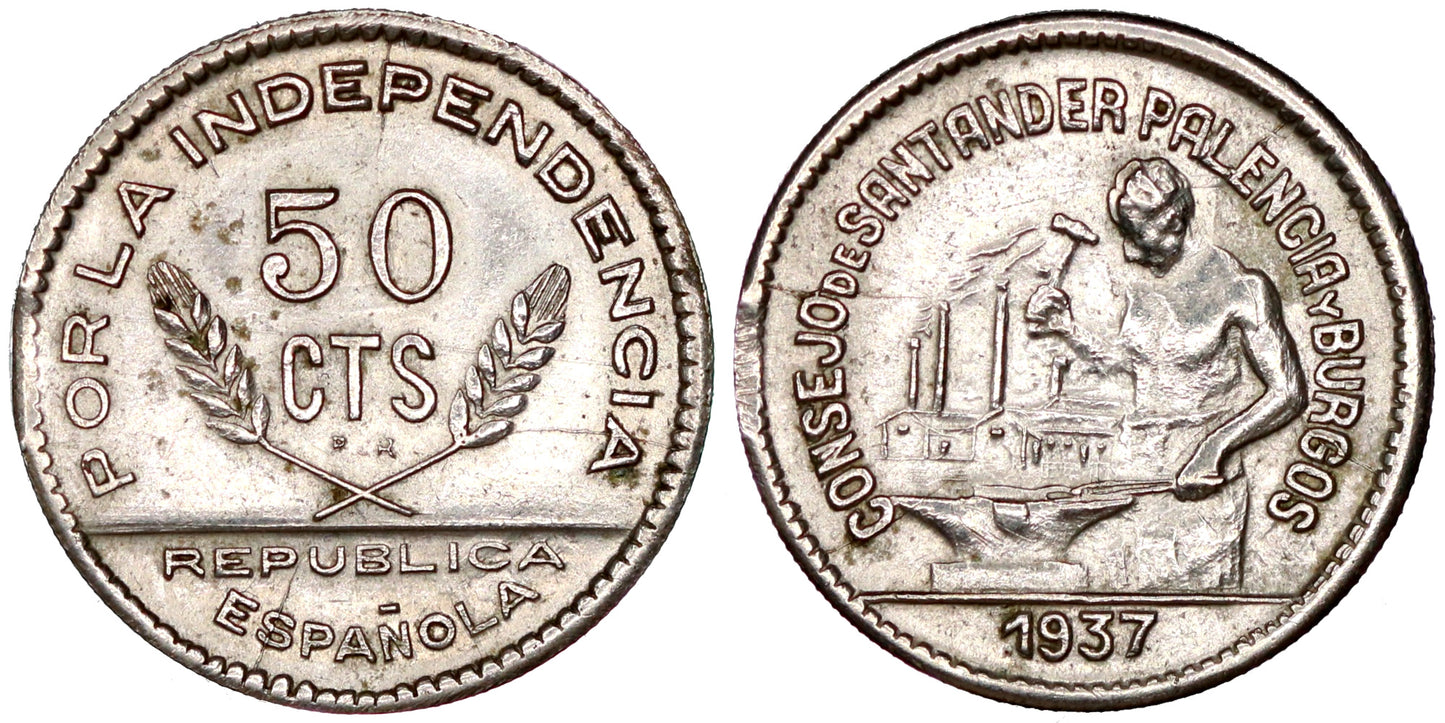 GUERRA CIVIL; SANTANDER, PALENCIA Y BURGOS 50 CTMS 1937 PJR